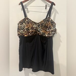 Freshwater Black and Brown Women's Swim Tankini Size 28W
